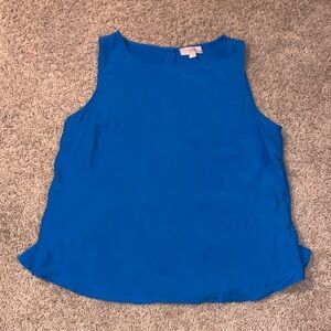 NWT LOFT Women’s Blue Sleeveless Ruffle Button Blouse Top Small